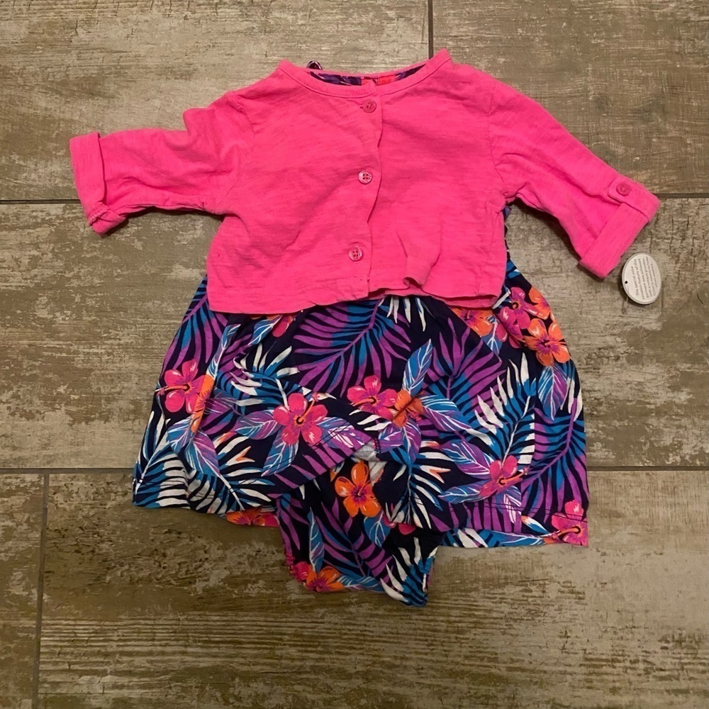 NWT Carter's floral dress with pink sweater set